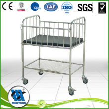 Full Stainless Steel Pediatric Bed With Folding Steel Side Rails